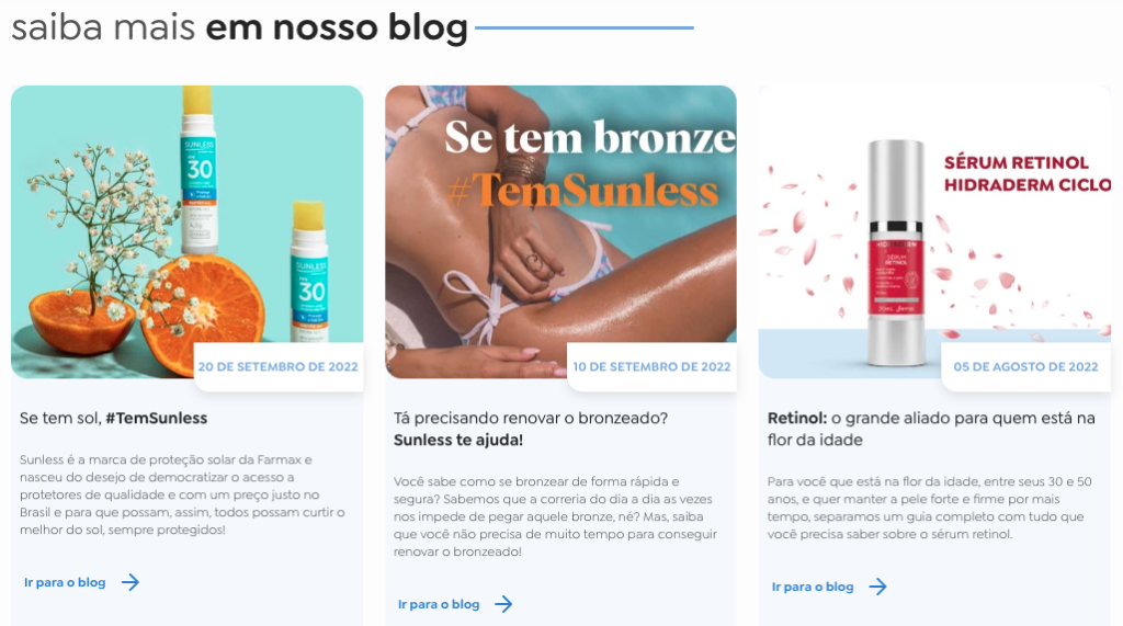 Artigos disponíveis no blog da Farmax